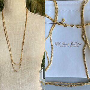 FAC Long Layered Sparkly Gold Tone Necklace NWT​​​